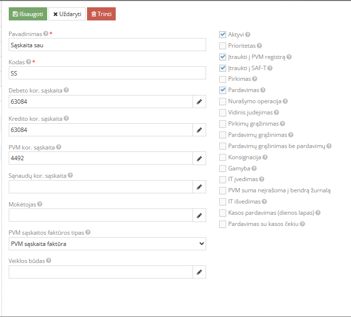 Naujos korespondentinės sąskaitos menamo PVM registravimui